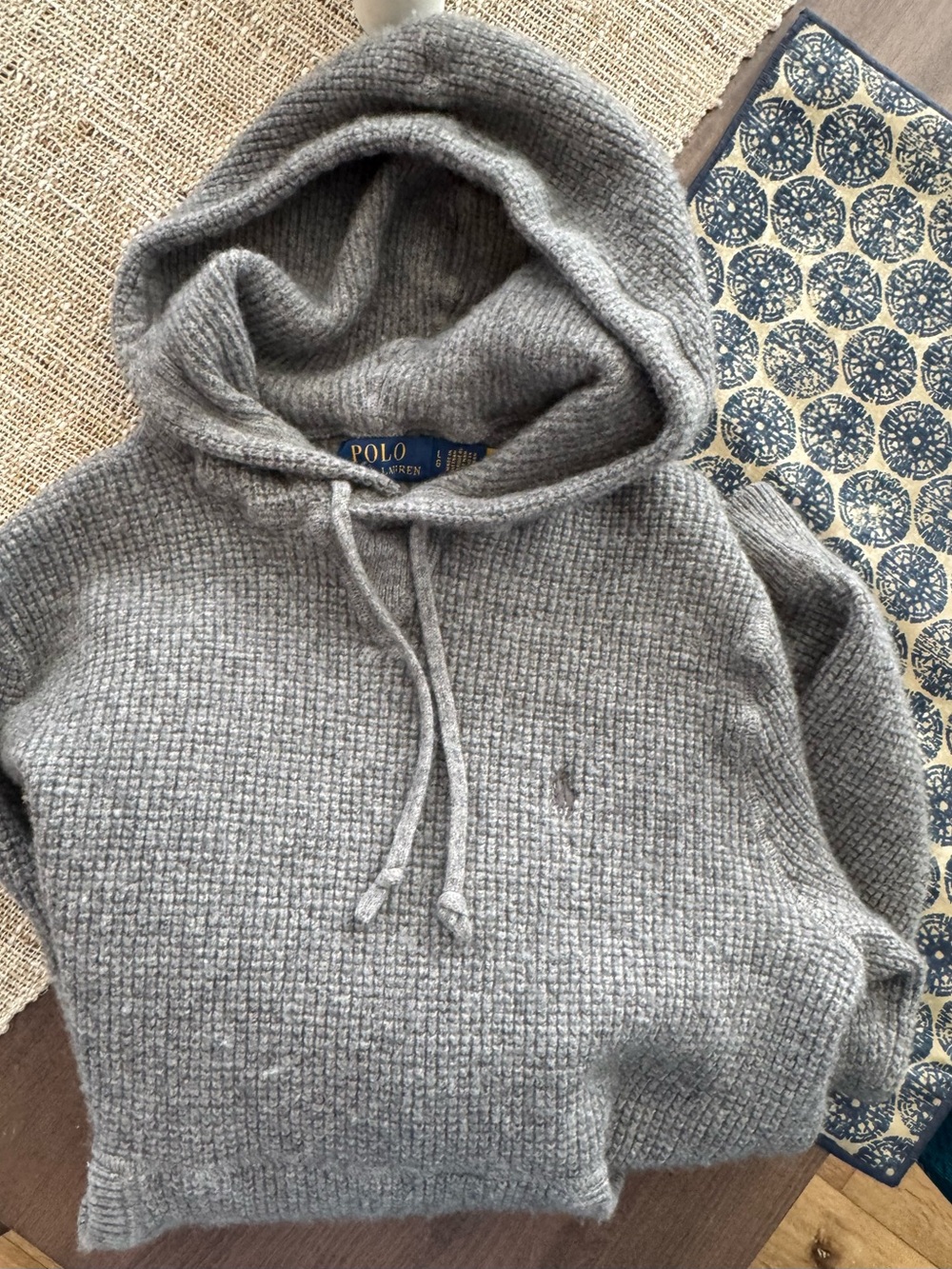 Polo by Ralph Lauren Gray Knit Hooded Crewneck Sweater